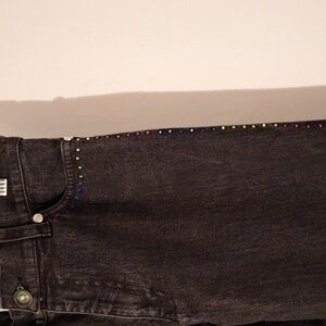 Byblos Blue Rhinestone Jeans Women's Made in Italy Black Denim 28 Jean